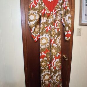 Mara Hoffman Red and Gold Patterned Dress